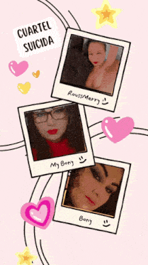 three pictures of a woman are stacked on top of each other with the words cuartel suicida on the top