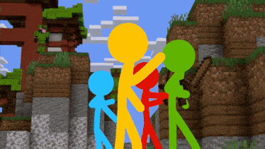 a group of stick figures are standing next to each other