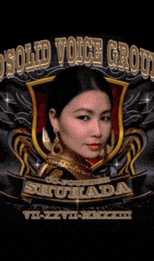 a poster for the solid voice group showing a woman in a shield