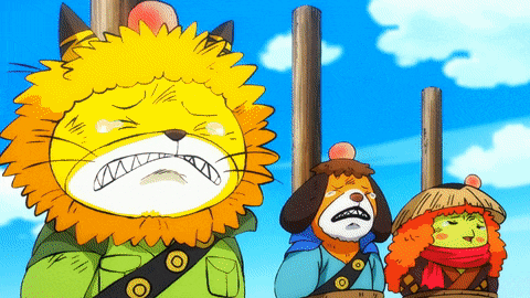 a lion and a dog are standing next to each other in a cartoon scene