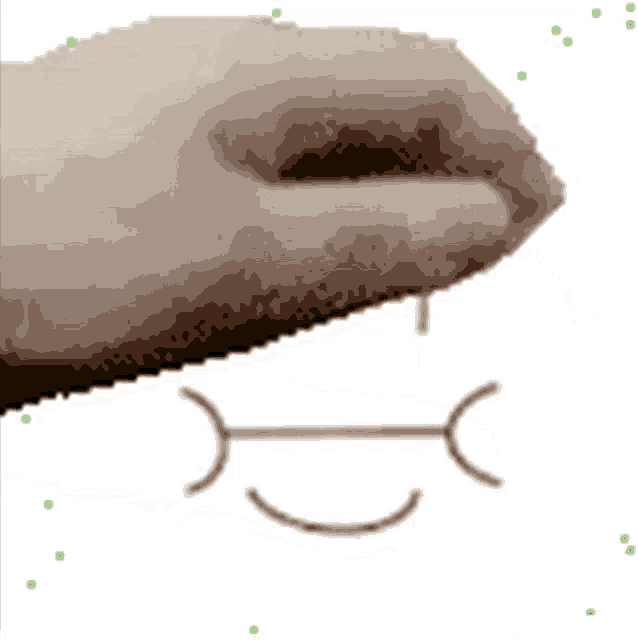 a pixelated image of a hand and a smiley face