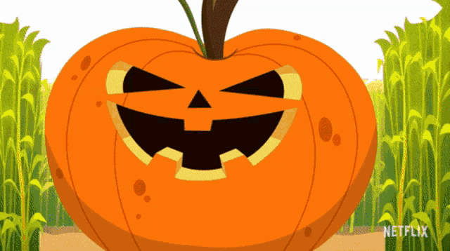 a cartoon illustration of a pumpkin with a face carved into it