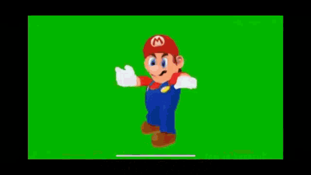 a cartoon of super mario on a green screen with the words brain cancer