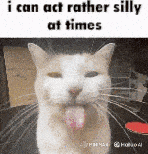a cat is sticking its tongue out with the caption i can act rather silly at times
