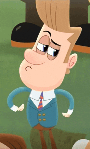 a cartoon man in a suit and tie is making a funny face
