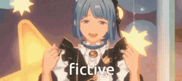 a picture of a girl with the word fictive written on it
