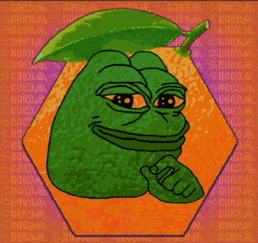a picture of a frog with a leaf on top of it