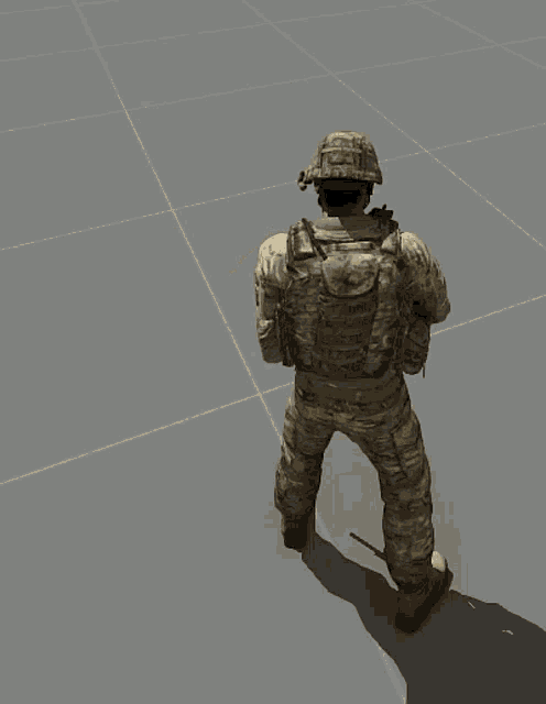 a soldier in a video game has the letter d on his sleeve