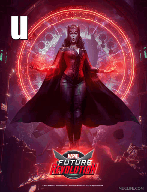 a poster for marvel future revolution with scarlet witch