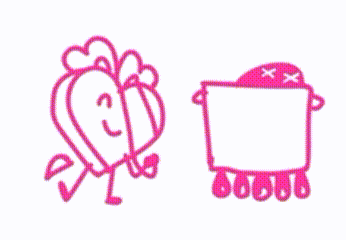 a drawing of a heart and a drawing of a robot