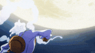 a drawing of a person with a straw hat and a smoke coming out of their mouth