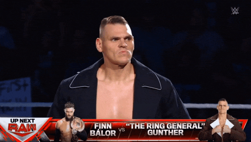 finn balor and the ring general gunther are on a wrestling show
