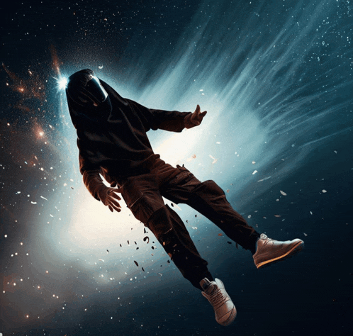 a person wearing a mask is flying through the air