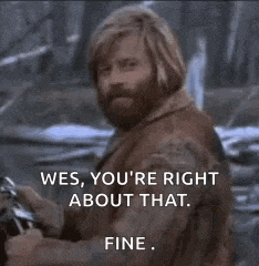 a man with a beard is saying wes , you 're right about that . fine .