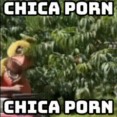 a picture of a cartoon character with the words chica porn on it
