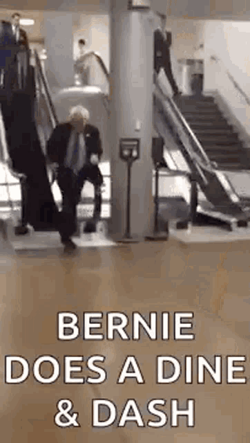 bernie does a dine and dash gif