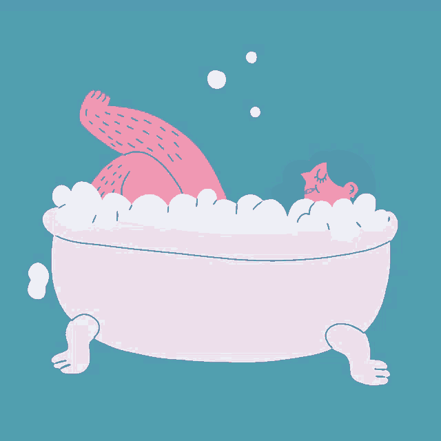 a cartoon of a woman taking a bath in a tub