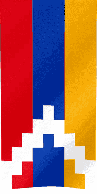 a red blue and yellow flag with a white border