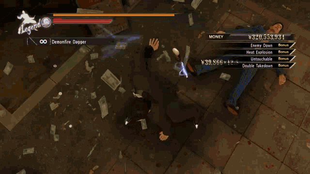 a person is holding a demonfire dagger in their hand