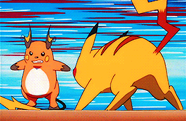 pikachu and raichu are fighting each other in a cartoon