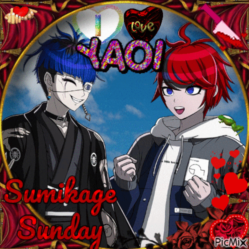 a picture of two anime characters with the words love yaoi