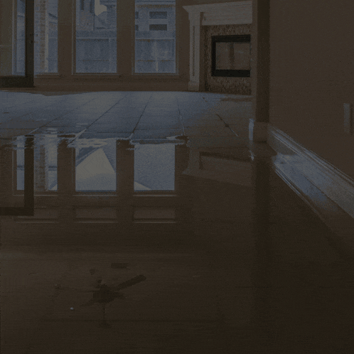 a flyer for storm and flood restoration services shows pictures of damage