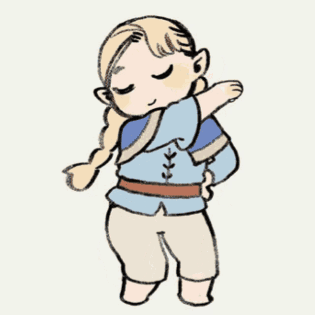 a drawing of a little girl with a blue shirt and shorts