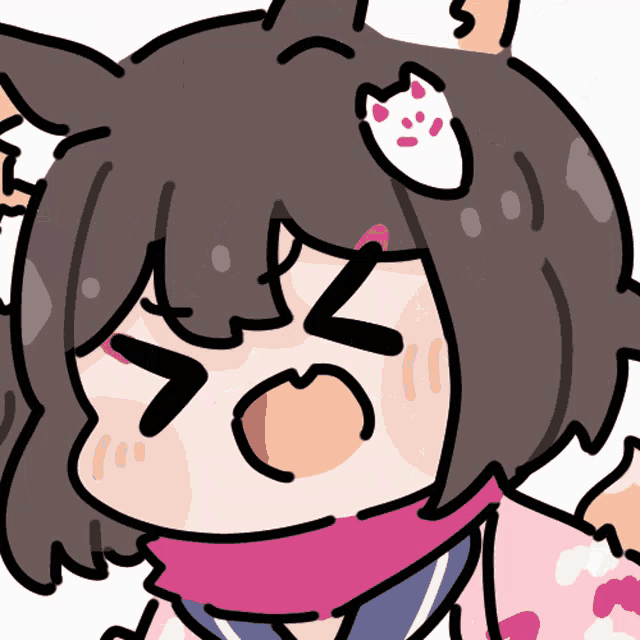 a cartoon of a girl with cat ears and a cat paw on her head