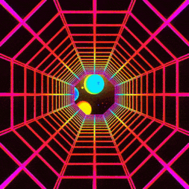 an optical illusion of a tunnel with a colorful background