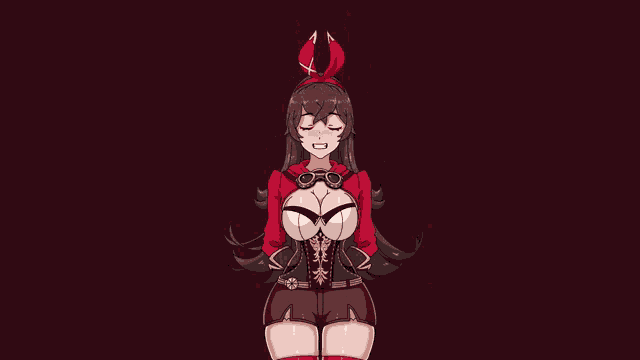 a girl with bunny ears and a corset is tied up