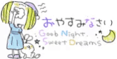a drawing of a girl sleeping with a bunny and the words `` good night sweet dreams '' .