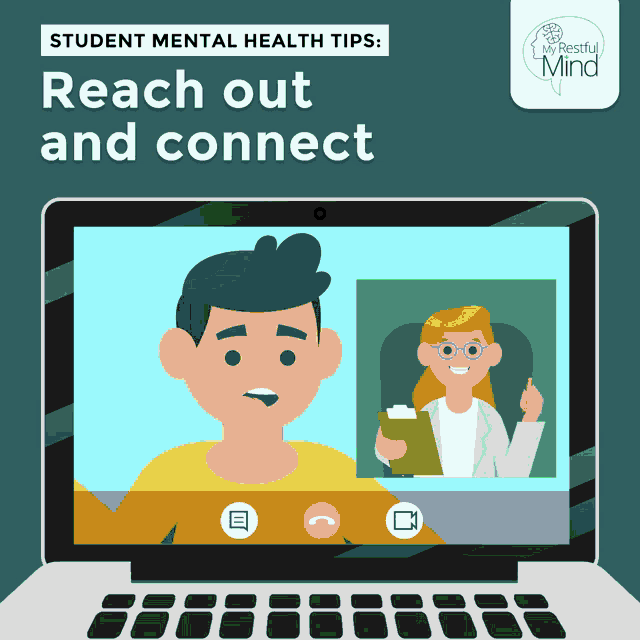 student mental health tips reach out and connect with a laptop
