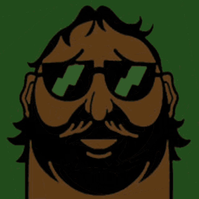a cartoon drawing of a man with a beard and sunglasses