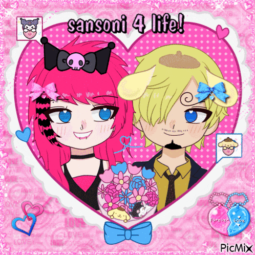 a picture of a girl and a boy with the words sansoni 4 life