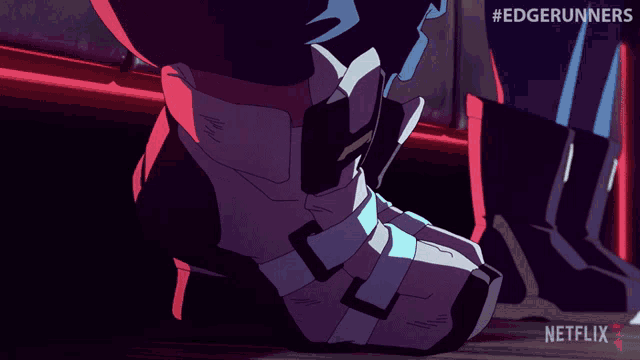 a close up of a person 's foot with a netflix logo behind it
