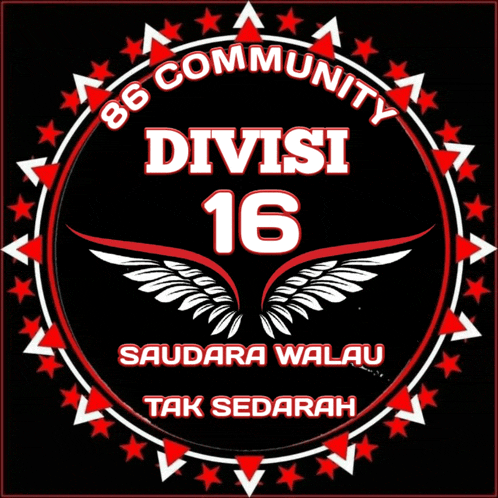 a logo that says 86 community divisi 16 saudara walau tak sedarah