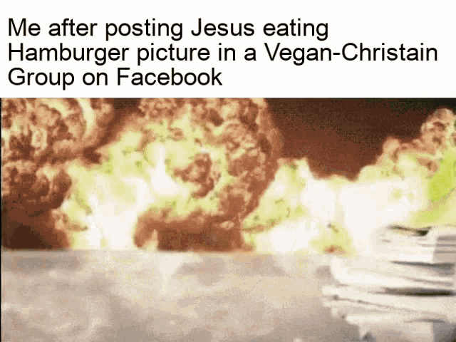 a meme about jesus eating hamburger picture on facebook