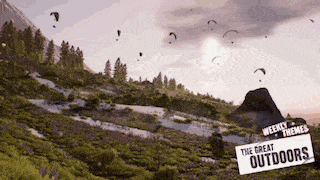 a sign that says the great outdoors is on a mountain