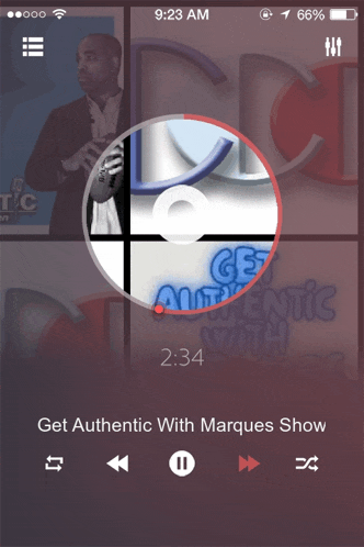 a phone screen that says get authentic with marques show at 2:34