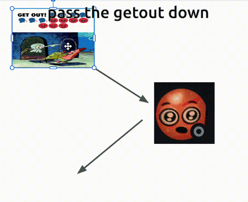 a picture of spongebob with the words pass the getout down on it