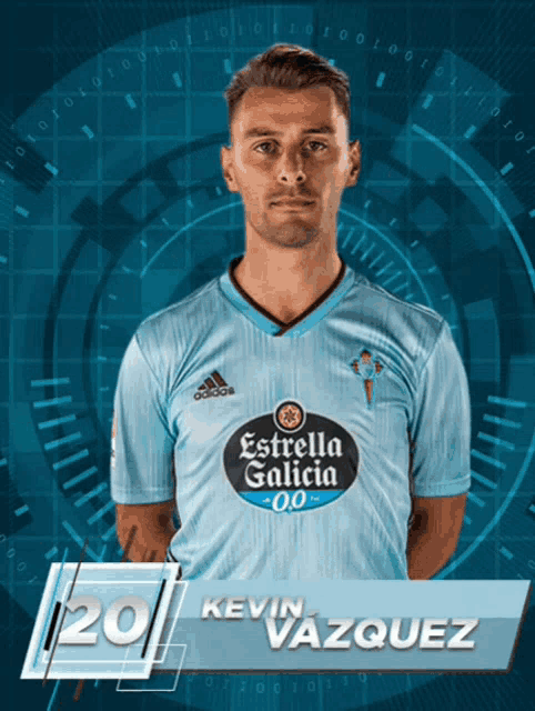 kevin vazquez is number 20 for estrella galicia soccer