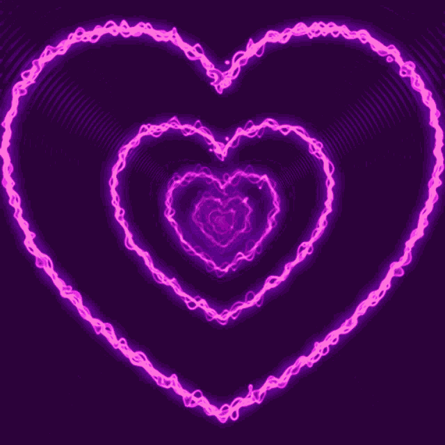 a purple background with glowing pink hearts in it