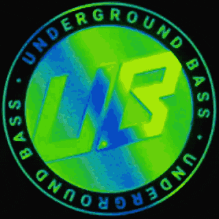 a colorful logo for underground bass with a black border