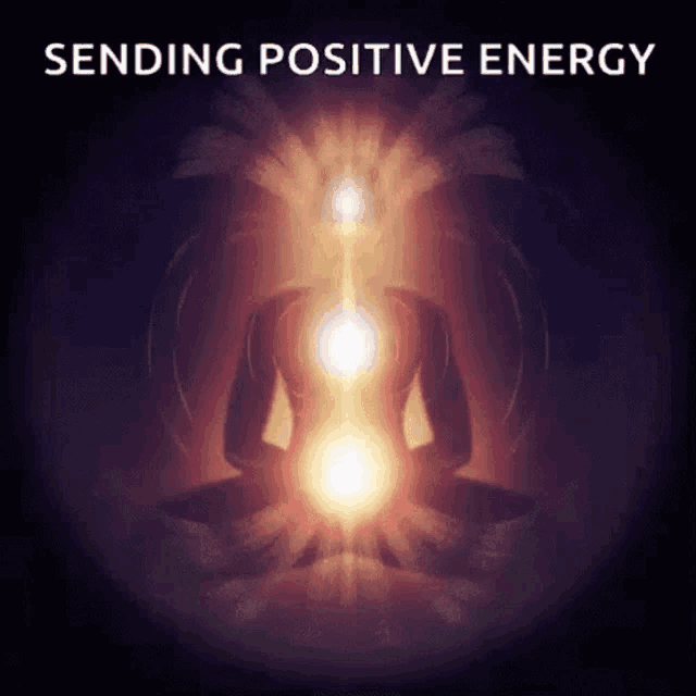 a picture of a person in a lotus position with the words sending positive energy above them