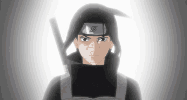 a cartoon character with a headband that says ' itachi ' on it