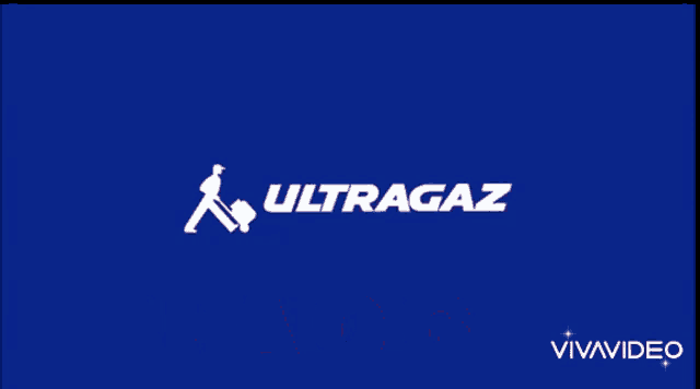 a blue background with the ultragaz logo and the words olha o gas