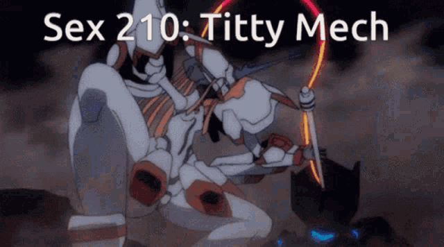 a picture of a robot with the words sex 210 titty mech on it