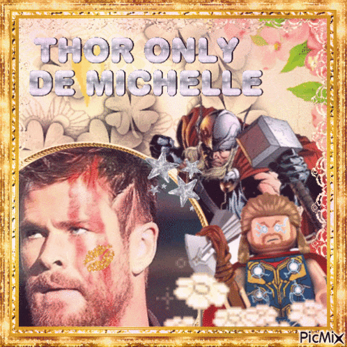 a framed picture of thor with the words thor only de michelle