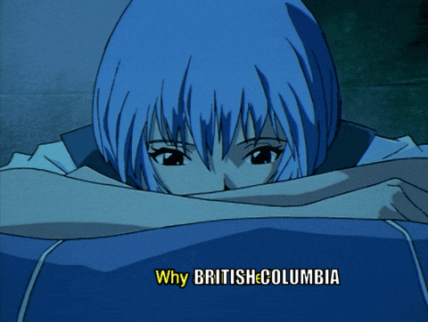 why am i british columbia is written in yellow letters