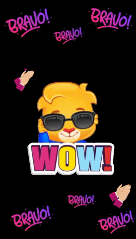 a cartoon bear wearing sunglasses and the word wow on it
